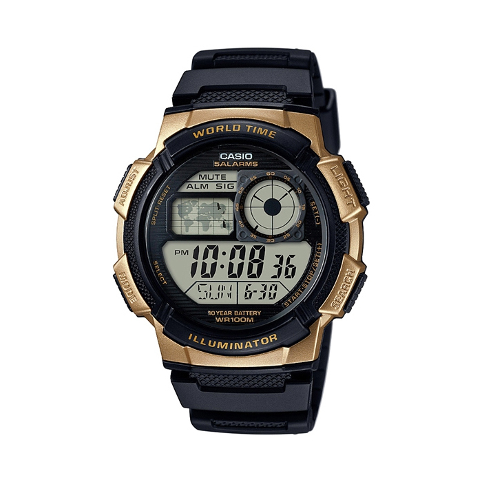 Casio Standard นาฬิกาข้อมือผู้ชาย - รุ่น AE-1000W-1A3VDF Black/Gold (ดำทอง)