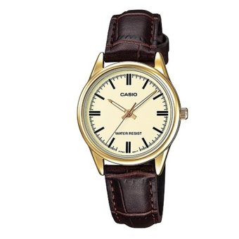 ประเทศไทย Casio Standard นาฬิกาข้อมือผู้หญิง สีน้ำตาล สายหนัง รุ่น LTP-V005GL-9A