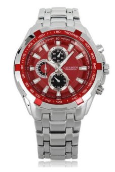 ราคา Curren นาฬิกาข้อมือสุภาพบุรุษ หน้าปัดสีแดง สายสแตนเลส รุ่น C8023