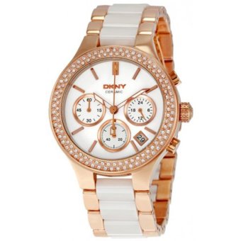 2561 DKNY นาฬิกาข้อมือสตรี เซรามิก/สแตนเลส Chronograph Ceramic รุ่น NY8183 (Rose Gold)