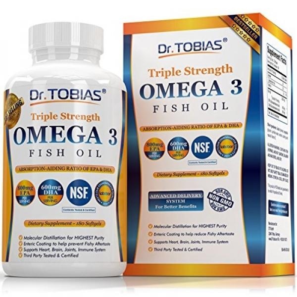 Dr. Tobias Omega 3 Fish Oil Triple Strength, Burpless, Non-GMO, NSF-Certified, 180 Counts - intl