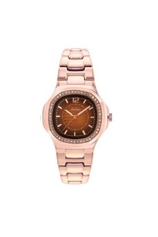 ราคา Julius นาฬิกาสำหรับผู้หญิง สีพิ้งโกลหน้าน้ำตาล สายสแตนเลส รุ่น JA-711