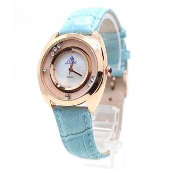 ราคา LAMBS นาฬิกาข้อมือผู้หญิง ระบบ Quartz เรือนทองPink สายหนังสี หน้าปัดแบบเพชรกลิ้งคลาสสิคหรู รุ่น FF-D
