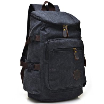 2561 Men s Bags กระเป๋าเป้ Notebook Macbook กระเป๋าเป้สะพายไหล่ กระเป๋าผู้ชาย ผ้าแคนวาส Canvas ( สีดำ )