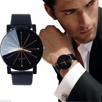 ซื้อ/ขาย นาฬิกาข้อมือผู้ชาย สีดำ Men s Date Leather Stainless Steel Military Sport Quartz Star Wrist Watch