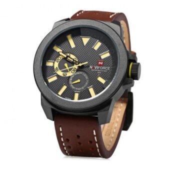 ประเทศไทย Naviforce Men Leather Band Watch Quartz Wristwatch 30m Water Resistance (Intl)