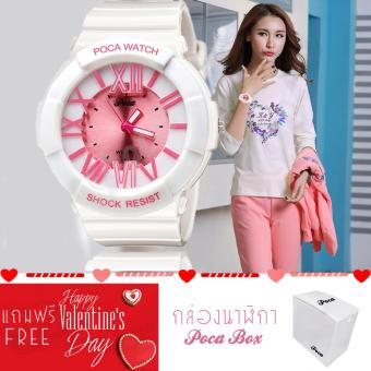 Poca Watch S SPORT นาฬิกาข้อมือ ดิจิตอล สายยางnbspผู้หญิง เท่ๆnbspกันน้ำได้- Po LadySw-GP92WP WhitePink