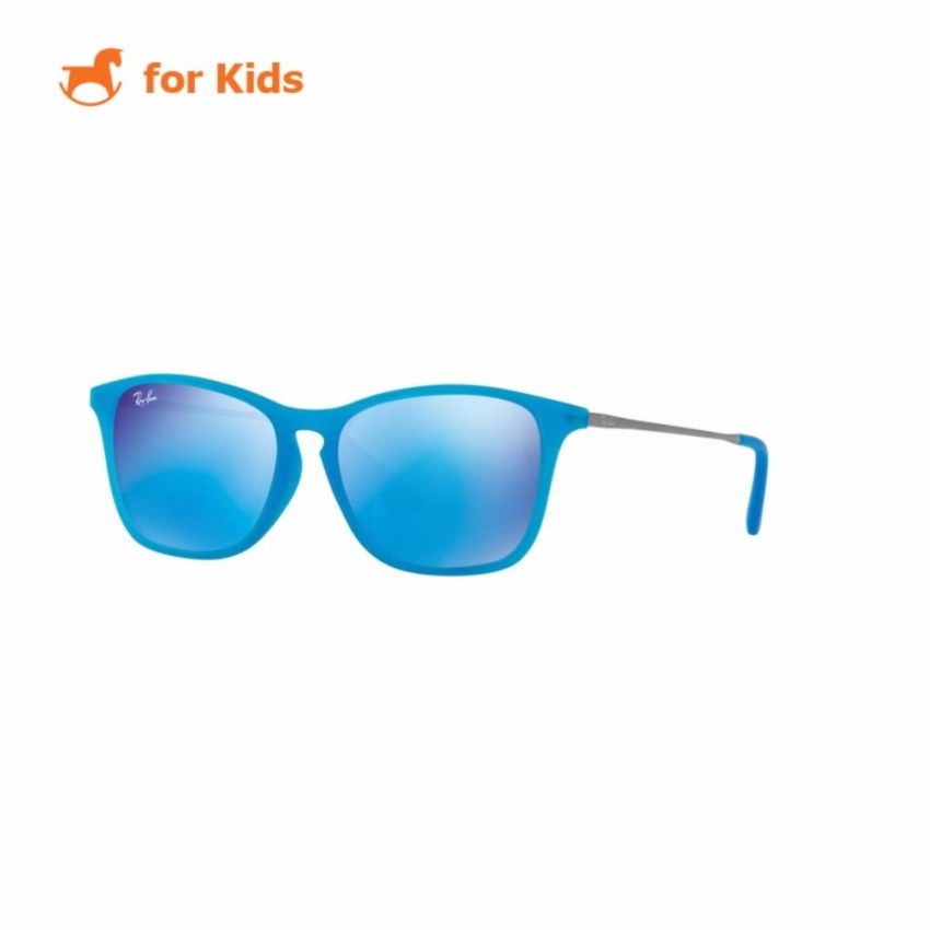 Ray-Ban Junior แว่นกันแดด รุ่น - RJ9061SF - Azure Fluo Trasparent Rubber (701155) Size 52 Green Mirror Blue