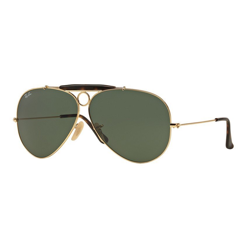 Ray-Ban แว่นกันแดด รุ่น Shooter RB3138 - Gold (181) Size 62 Crystal Green
