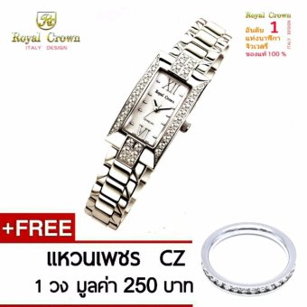 2561 Royal Crown นาฬิกาข้อมือผู้หญิง สายสแตนเลสอย่างดี รุ่น 3591-SSL (Silver)