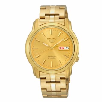 ประเทศไทย SEIKO5 Automatic 21 Jewels Gold dial Stainless Steel Bracelet Men s Watch รุ่น SNKK76 (7S26-03S0G)
