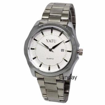 2561 YATUนาฬิากาผู้ชายหน้าปัดเงิน สายสแตนเลสสีเงิน(24)
