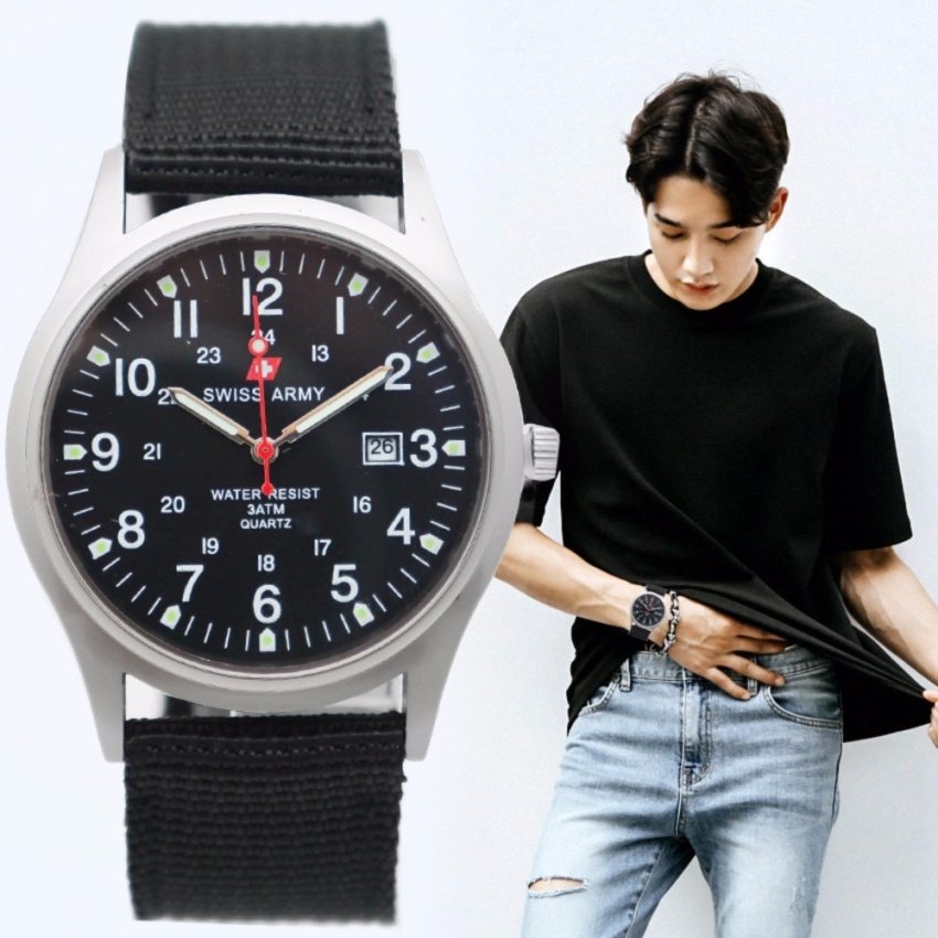 Zazzy Dolls นาฬิกาข้อมือผู้ชาย ดูวันที่ได้ หน้าปัดดีไซน์ NAVY สายหนังสีดำ รุ่น ZD-0119 สีดำ (Black)