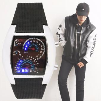 ซื้อ/ขาย Zazzy Dolls นาฬิกาข้อมือผู้ชาย สไตล์ Sport Digital LED Watch Watch ไฟ LED ส่องสว่าง ดีไซน์สไตล์ Racing สายเรซิ่นสีดำ รุ่น ZD-0104 สีขาว (White)